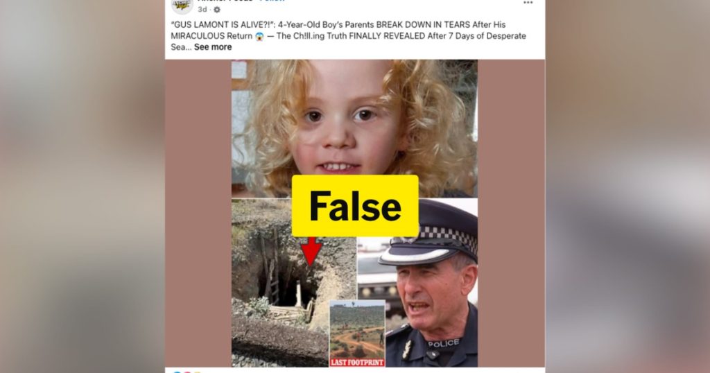 Missing Gus Lamont: Social Media Circulates Unfounded Claims