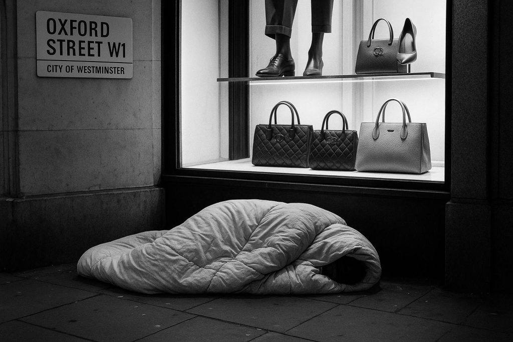 Oxford Street returns to nightly encampments as more than 40 people bed down outside flagship shops