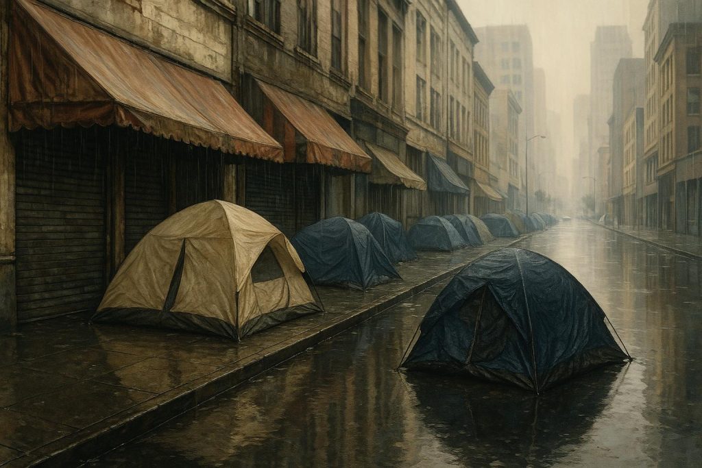 Growing London encampment on Tottenham Court Road echoes migrant camps, raising safety and welfare concerns