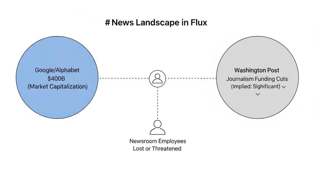 Alphabet’s $400 billion milestone amplifies tensions over AI and digital ad power amid news sector cuts